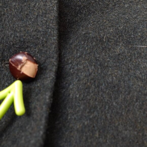 Wool Coat Girls 26 Wool Alpaca Italian Jacket 14 Dark Green Forest MERLET Italy - Picture 8 of 16